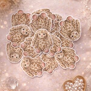 plushie inspired stickers but make it leopard 
Cozy floppy and way too cute 🐰🤍